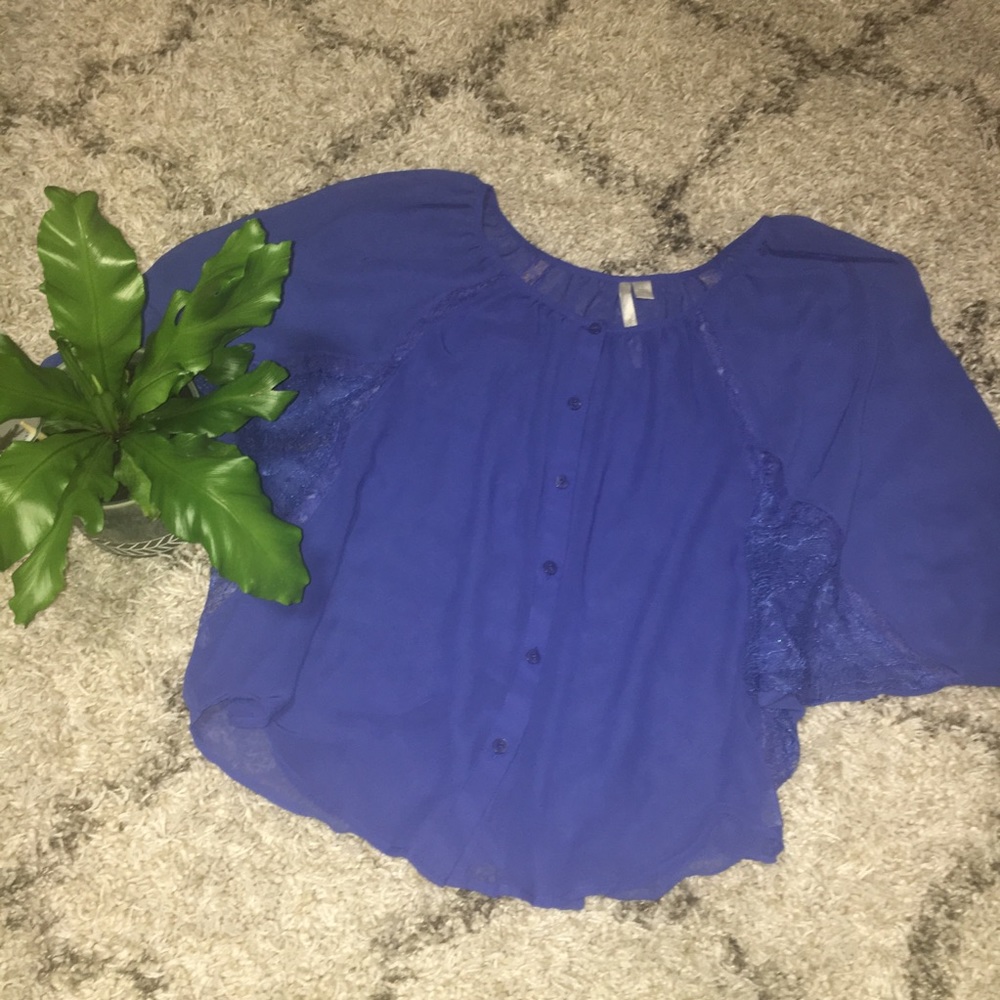 LC Cobalt Blue Button Up Blouse NWOT - Picture 3 of 8
